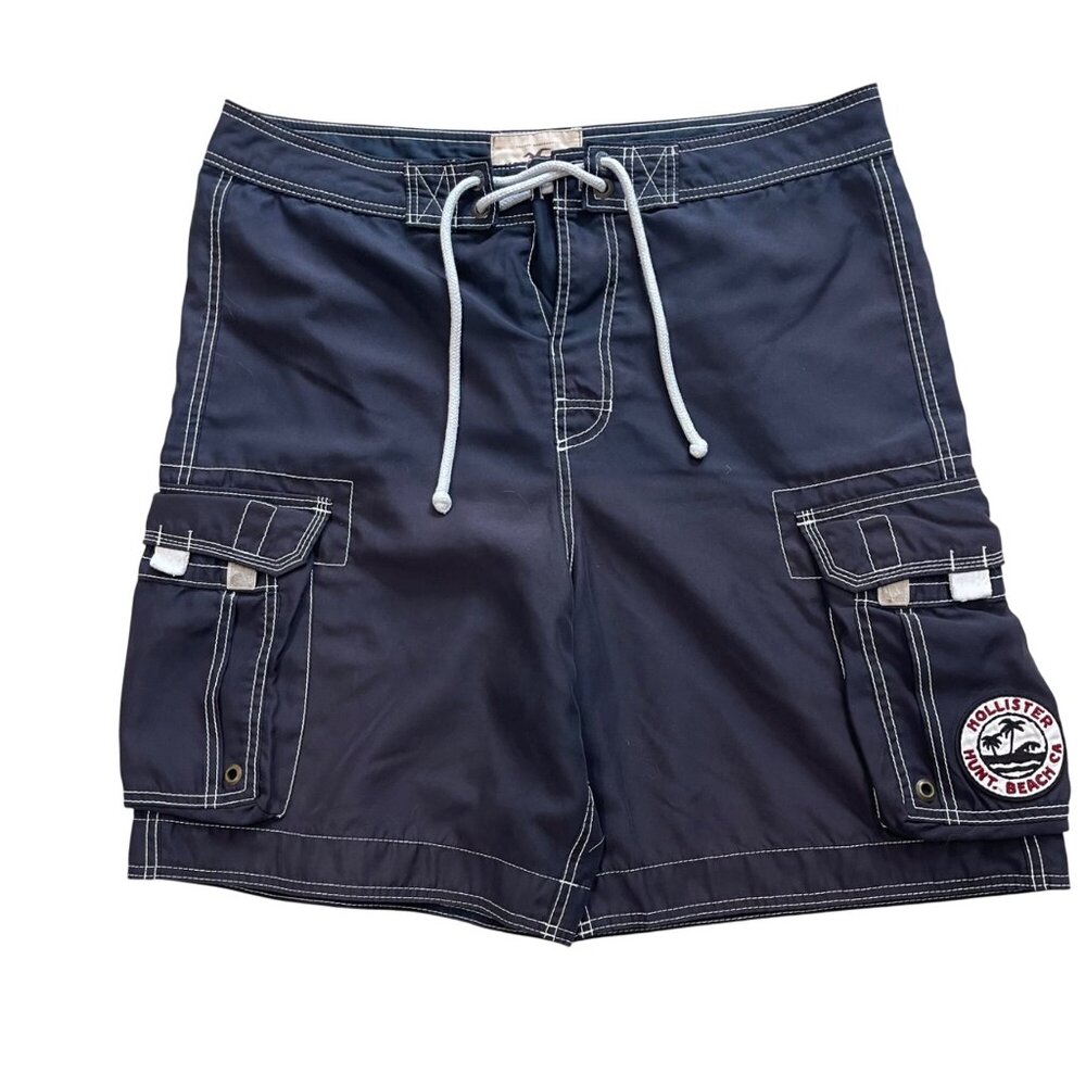 Hollister Board Shorts Men's Size XL Lined Cargo Swim Trunks Hunt Beach CA Blue